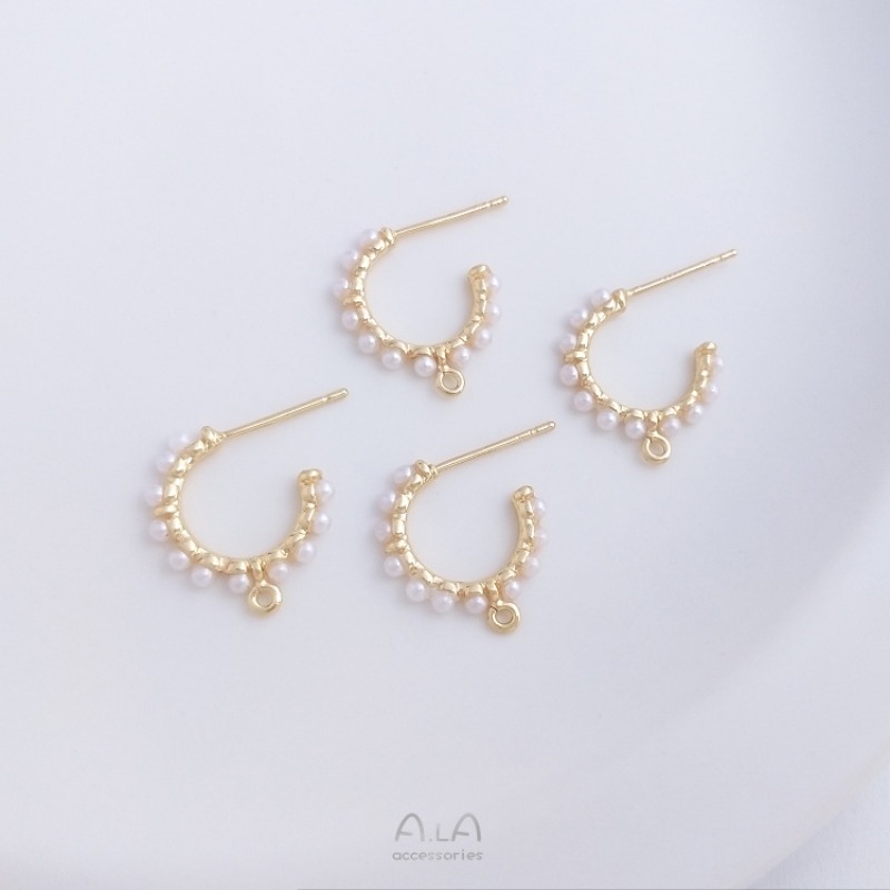 Pearl Earring Stud - 14K Gold Sticky Imitation Pearl Strap
