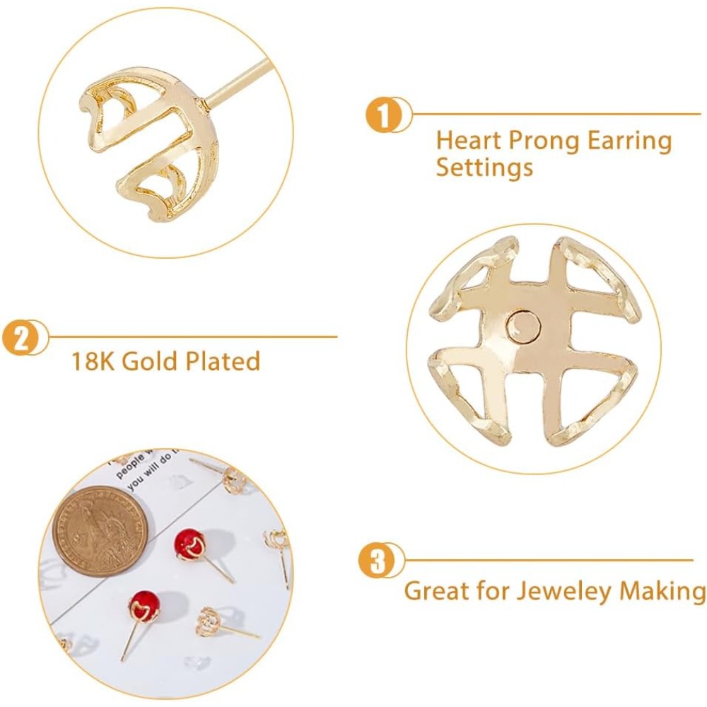30Pcs Earring Mounting 4-Heart - огляд і ціна Pearl Earring Stud