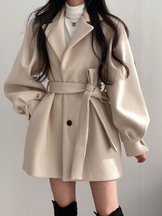 Korean Style Woolen Coat Belte - огляд і ціна Tailored Coat Wool