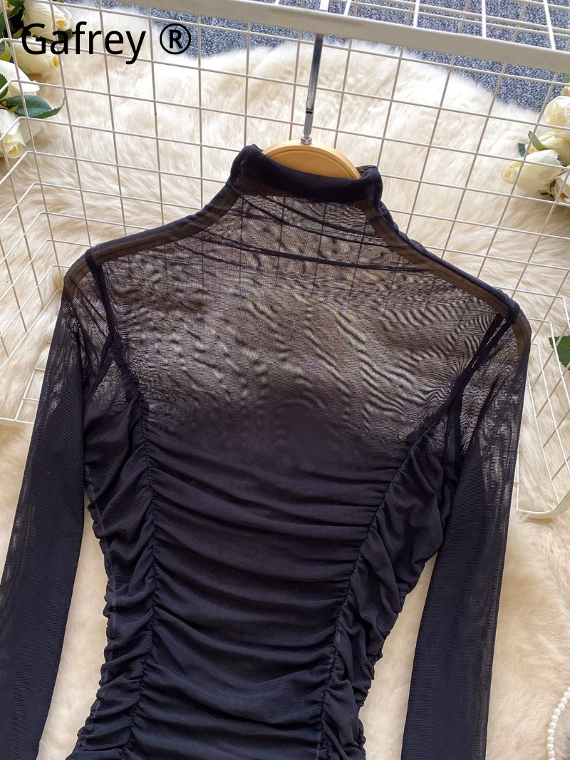 Sexy Grey Mesh Ruched Bodysuit - огляд і ціна Turtleneck Bodysuit Office
