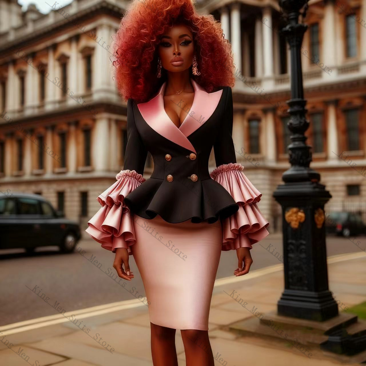 Black Pink Women Suit Set 2 Pc - огляд і ціна Women Formal Wear With Black Blazer