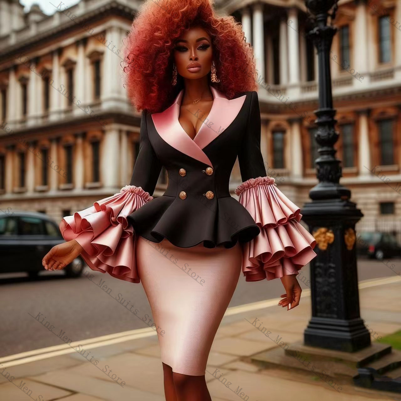 Black Pink Women Suit Set 2 Pc - огляд і ціна Women Formal Wear With Black Blazer
