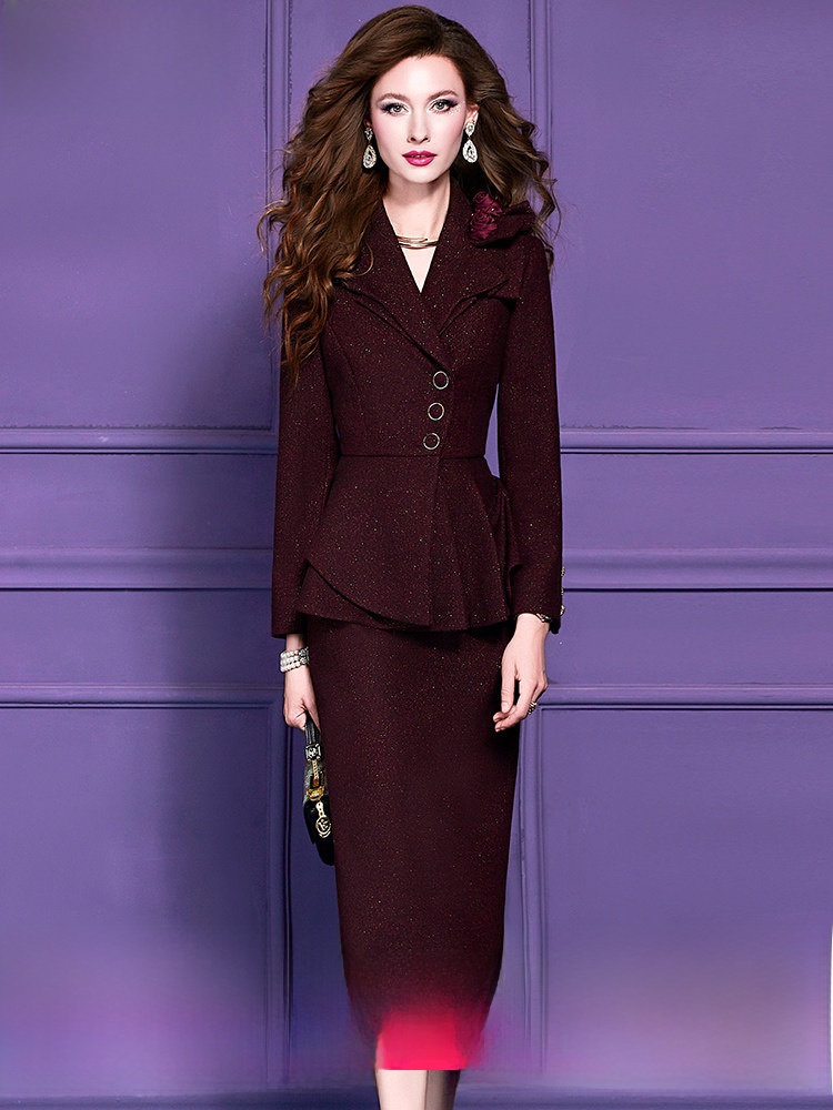 Wool Blend Suit Set Women's Wi - огляд і ціна Tailored Coat Wool