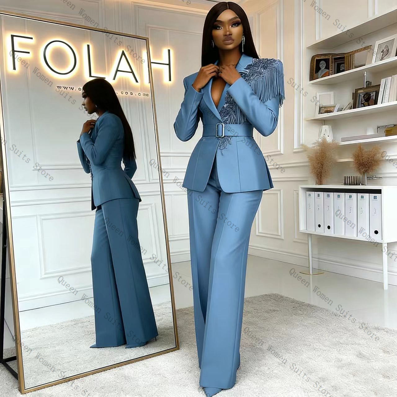 Tassel Blue Women Suit Pants S - огляд і ціна Women Formal Wear Trousers