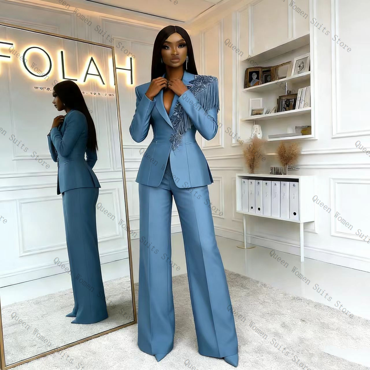 Tassel Blue Women Suit Pants S - огляд і ціна Women Formal Wear Trousers