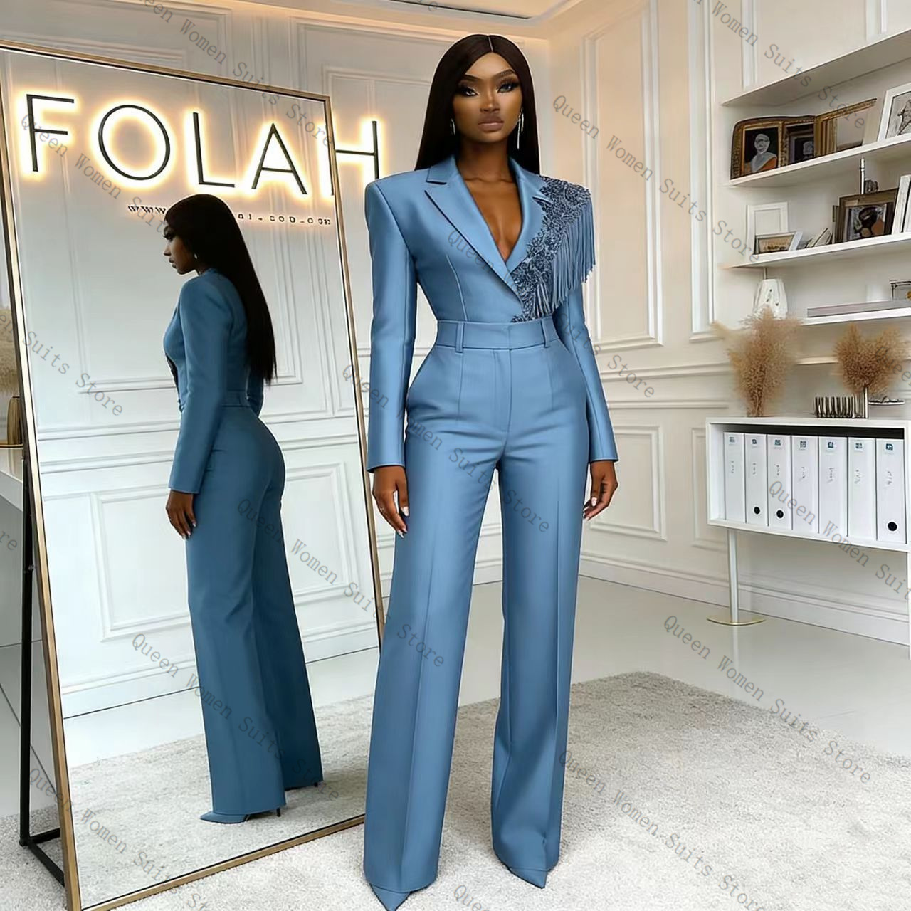 Tassel Blue Women Suit Pants S - огляд і ціна Women Formal Wear Trousers
