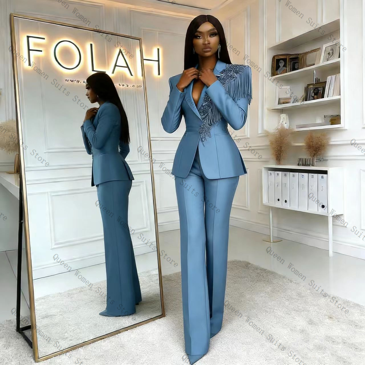 Tassel Blue Women Suit Pants S - огляд і ціна Women Formal Wear Trousers