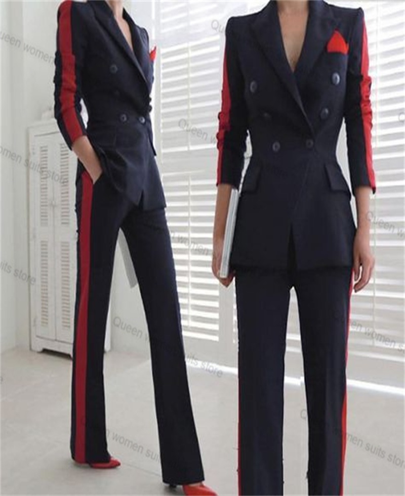 Red Black Autumn Women Suit Se - огляд і ціна Women Formal Wear With Black Blazer