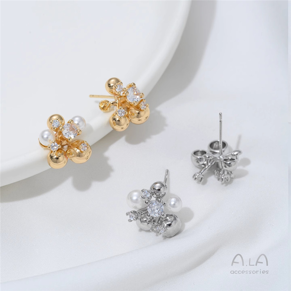 14K Gold-plated, Zirconium-inl - огляд і ціна Pearl Earring Stud