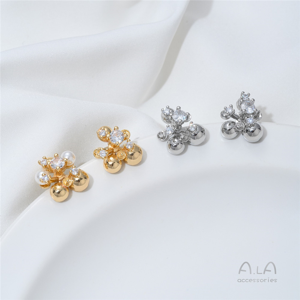 14K Gold-plated, Zirconium-inl - огляд і ціна Pearl Earring Stud